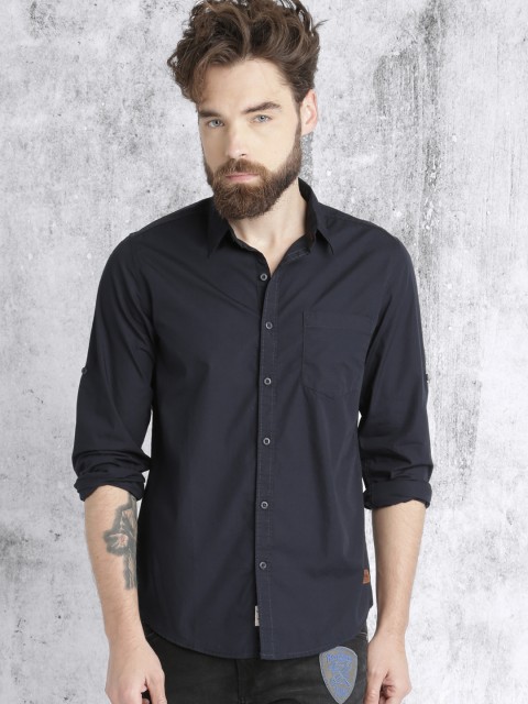 

Roadster Men Navy Blue Regular Fit Solid Casual Shirt
