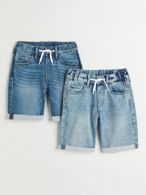 

H&M Boys Pack of 2 Blue Solid Denim Shorts