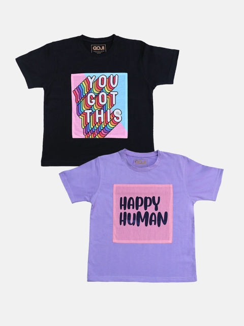 

GOJI Boys Pack Of 2 Assorted Typography Printed T-shirt