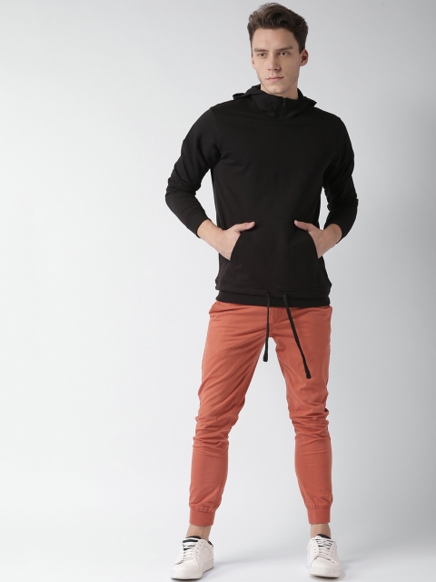 

Mast & Harbour Men Black Solid Hooded Sweatshirt