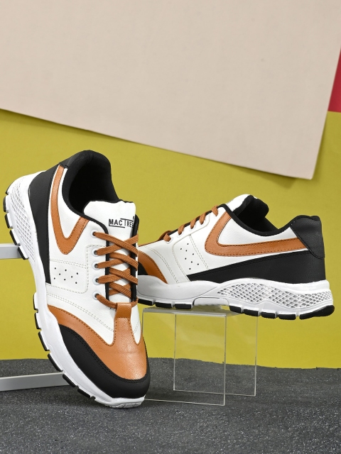 

Mactree Men White Colourblocked PU Sneakers