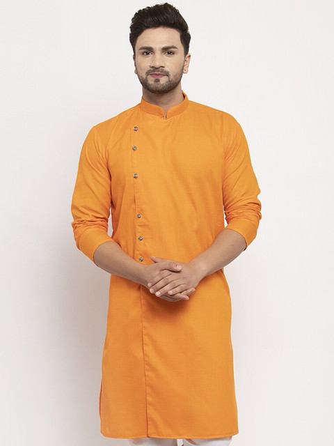 

Benstoke Men Orange Pathani Kurta