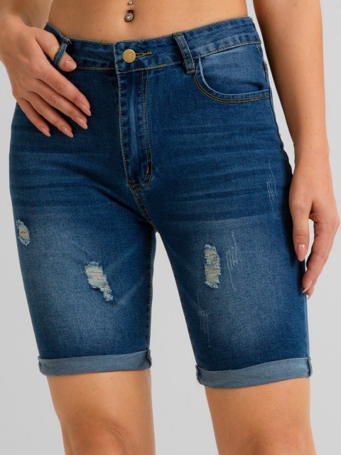 

URBANIC Women Blue Washed Slim Fit Denim Shorts