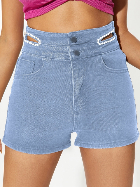 

URBANIC Women Blue Slim Fit Denim Shorts