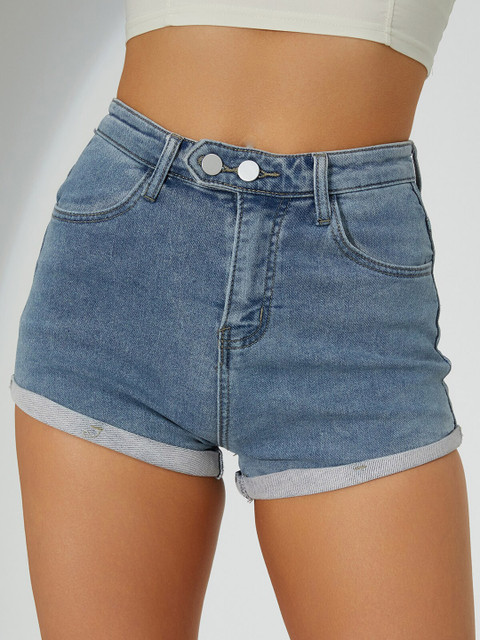 

URBANIC Women Blue Slim Fit Denim Shorts