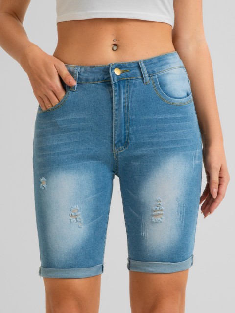 

URBANIC Women Blue Washed Slim Fit Denim Shorts