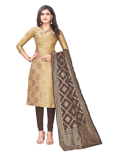 

Pisara Beige & Brown Unstitched Dress Material