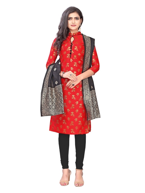 

Pisara Red & Black Unstitched Dress Material