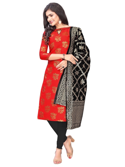 

Pisara Red & Black Unstitched Dress Material