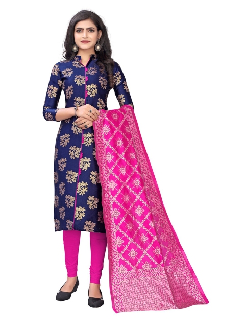 

Pisara Blue & Pink Unstitched Dress Material