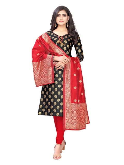 

Pisara Black & Red Unstitched Dress Material