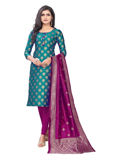 

Pisara Teal & Purple Unstitched Dress Material