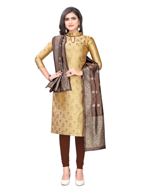 

Pisara Beige & Brown Unstitched Dress Material