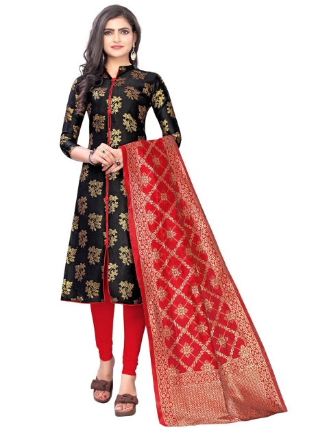 

Pisara Black & Red Unstitched Dress Material