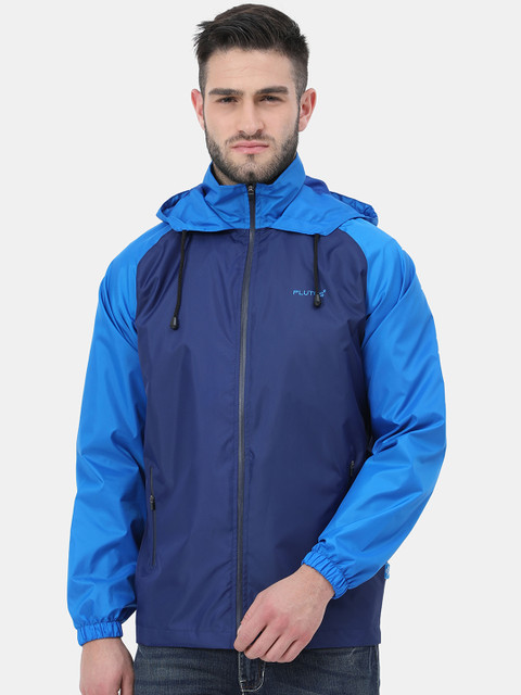 

Plutus Men Blue Windcheater Outdoor Sporty Jacket