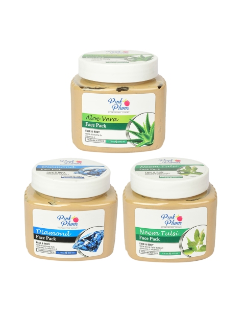 

Pink Plums Pack of 3 Aloevera Diamond Neem Face Face & Body Mask, Transparent