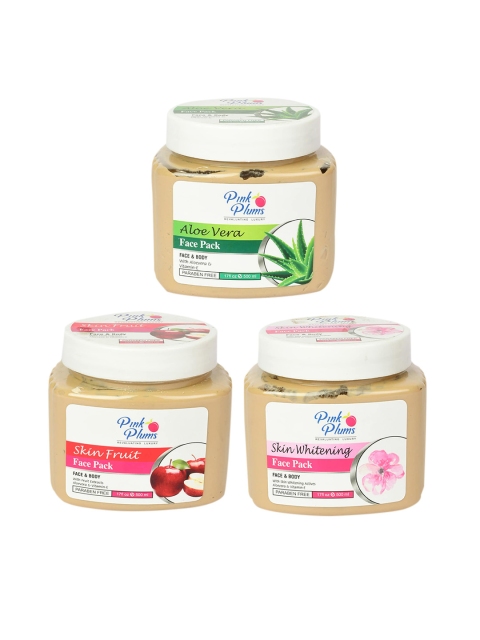 

Pink Plums Pack of 3 Paraben Free Aloevera Skin Fruit & Skin Whitening Face Pack 500 ml, Cream