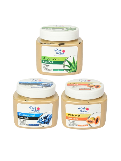 

Pink Plums Pack of 3 Aloevera Diamond Papaya Face & Body Face Pack-500 ml Each, Multi