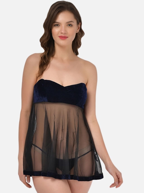 

Klamotten Navy Blue Strapless Baby Doll