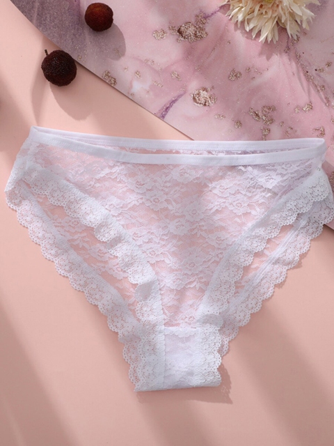 

URBANIC Women White Solid Basic Lace Briefs