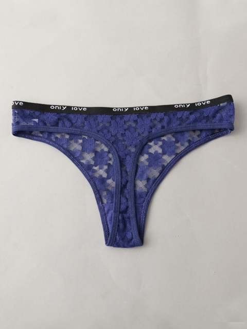 

URBANIC Women Blue Solid Lace Thong Briefs