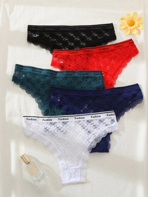 

URBANIC Red Lace Self Design Basic Briefs