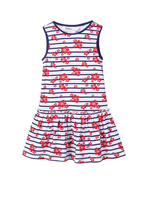 

Beebay Girls White & Red Drop-Waist Dress