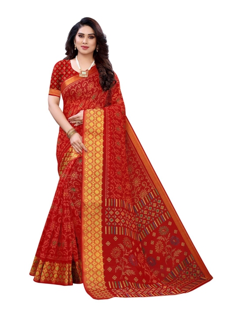 

Pisara Red & Yellow Floral Silk Cotton Saree