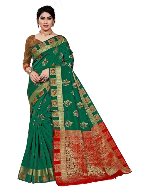 

Pisara Green & Red Woven Design Zari Silk Cotton Patola Saree