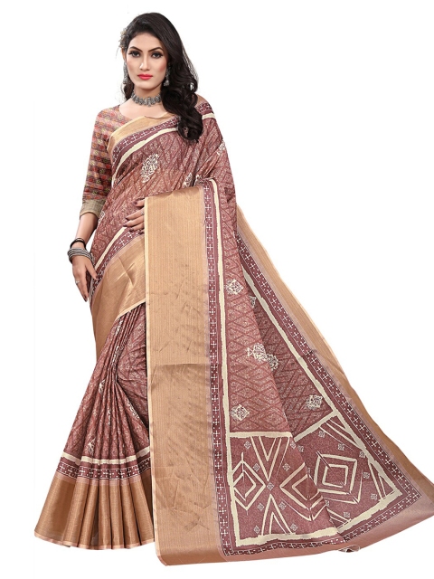 

Pisara Rose Gold & White Floral Zari Silk Cotton Saree