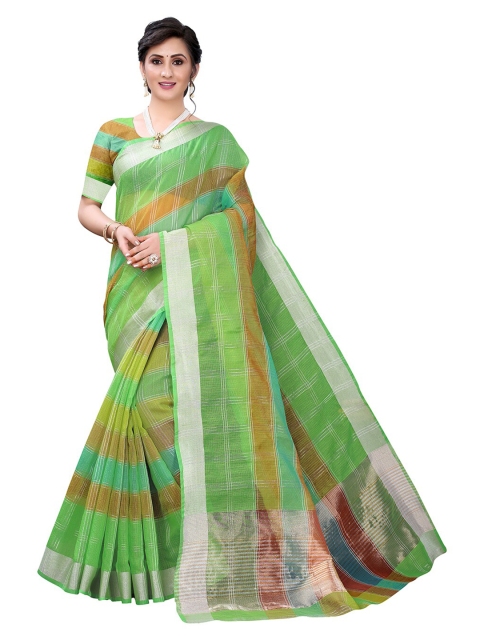 

Pisara Green & Yellow Striped Silk Cotton Kota Saree