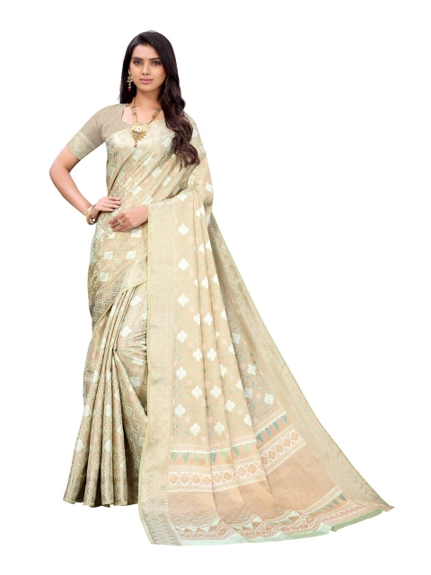

Pisara Olive Green & Gold-Toned Woven Design Zari Organza Saree