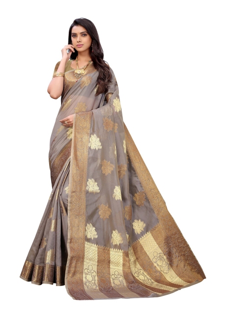 

Pisara Grey & Brown Woven Design Zari Organza Saree