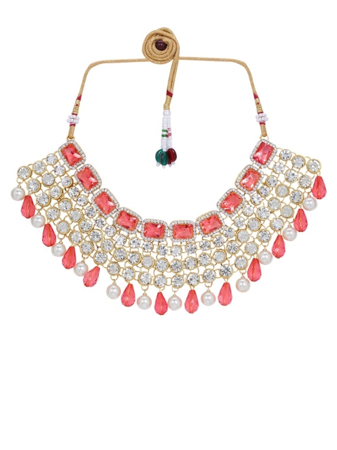 

Simply yours Gold-Toned & White Kundan-Studded & Beaded Jewellery Set