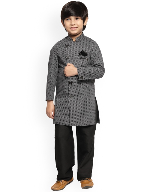 

MAXENCE Boys Black Printed Sherwani