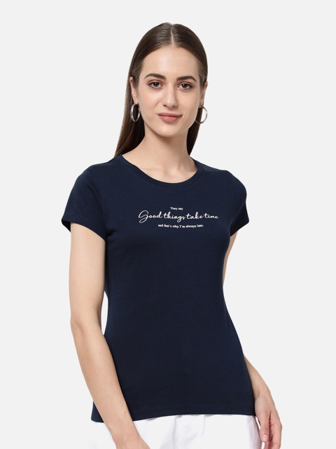 

R&B Women Blue Typography T-shirt