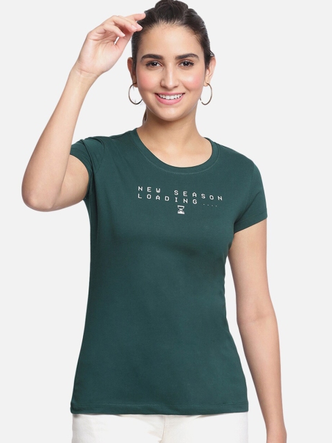

R&B Women Green Typography Printed T-shirt