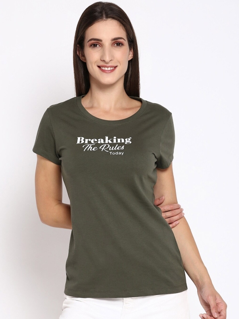 

R&B Women Olive Green & jungle green Applique T-shirt