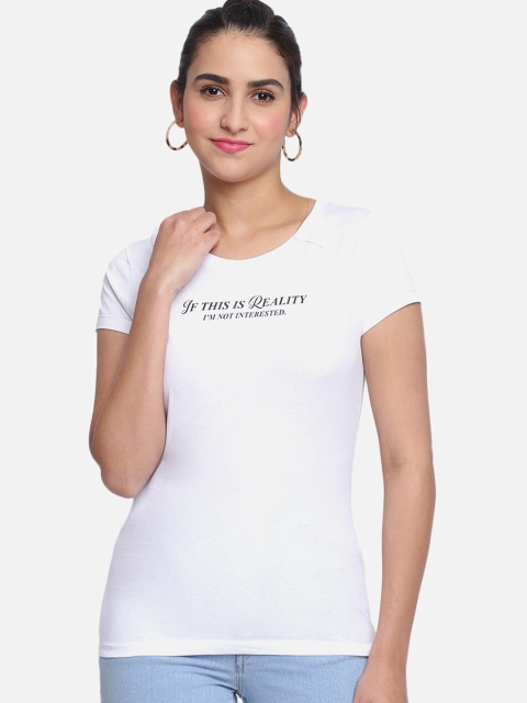 

R&B Women White Typography Printed T-shirt