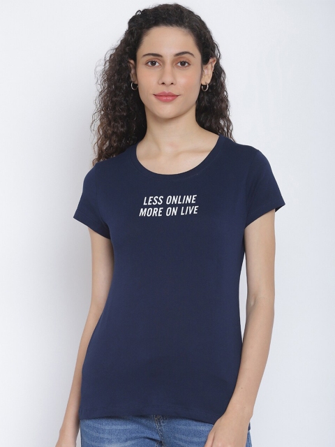 

R&B Women Blue Typography T-shirt