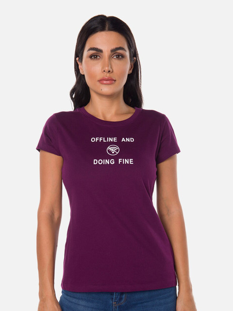 

R&B Women Purple Typography T-shirt