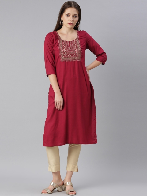

Marcia Women Maroon Yoke Design Thread Work Kurta