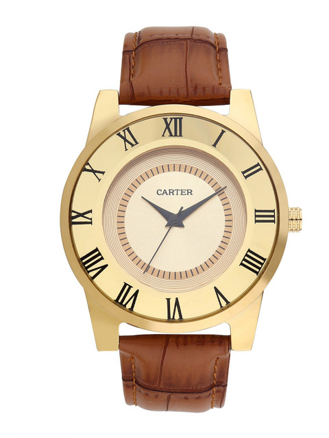 

Sandy D Carter Men Gold-Toned Embellished Dial & Strap Analogue Watch SD-Carter-27-GD-Gold