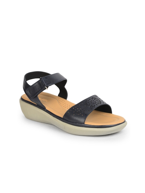 

Liberty Women Blue Open Toe Flats with Laser Cuts