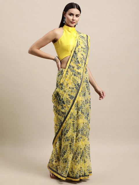 

Vishal Prints Yellow & Grey Floral Print Saree