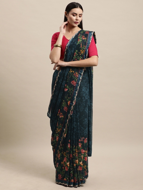

Vishal Prints Navy Blue Floral Print Saree