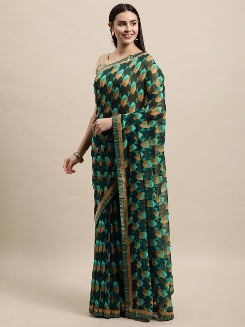 

Vishal Prints Navy Blue & Black Abstract Print Saree
