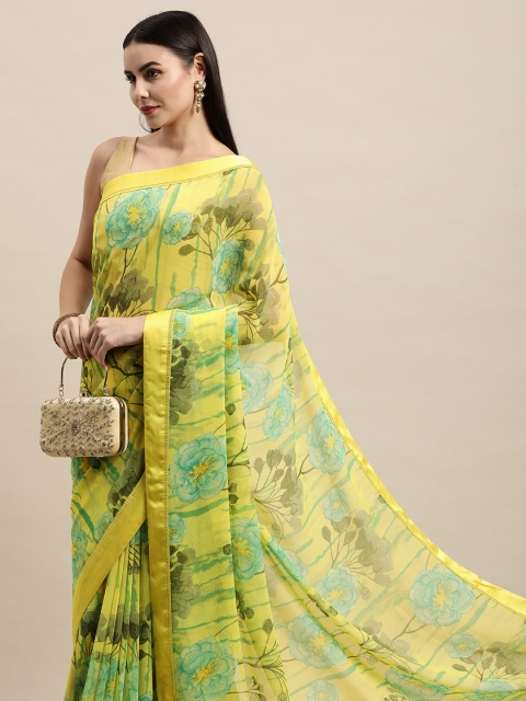 

Vishal Prints Yellow & Green Floral Print Saree