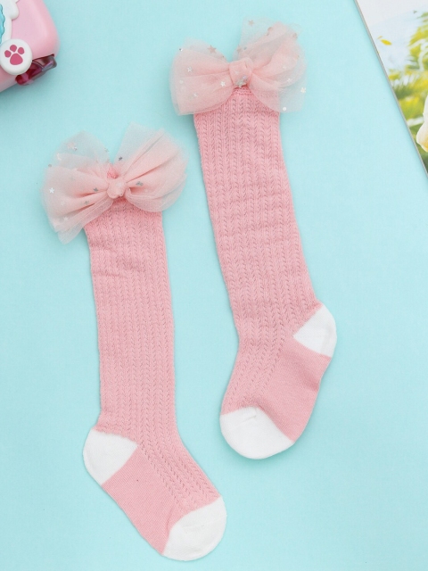 

Yellow Bee Infants Girls Pink & White Patterned Knee Length Cotton Socks