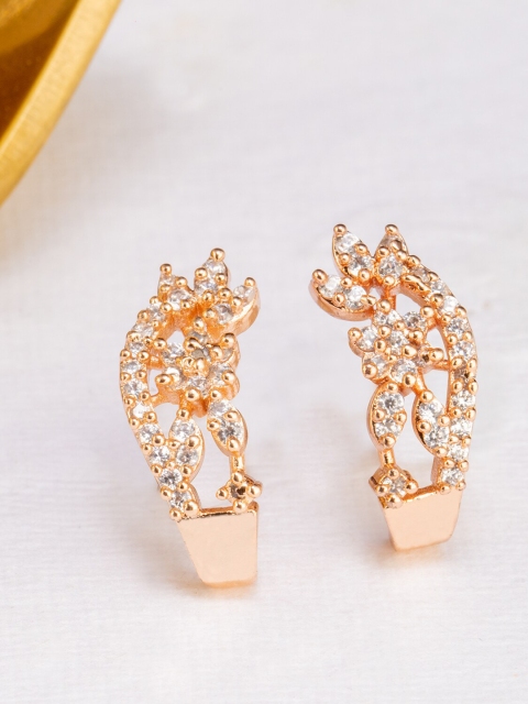 

BARSANO Women Gold-Toned Leaf Shaped Stud Earrings